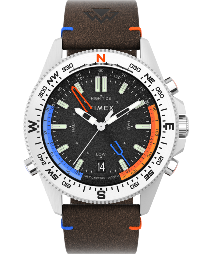 Expedition North® Tide-Temp-Compass 43mm Eco-Friendly Leather Strap Watch